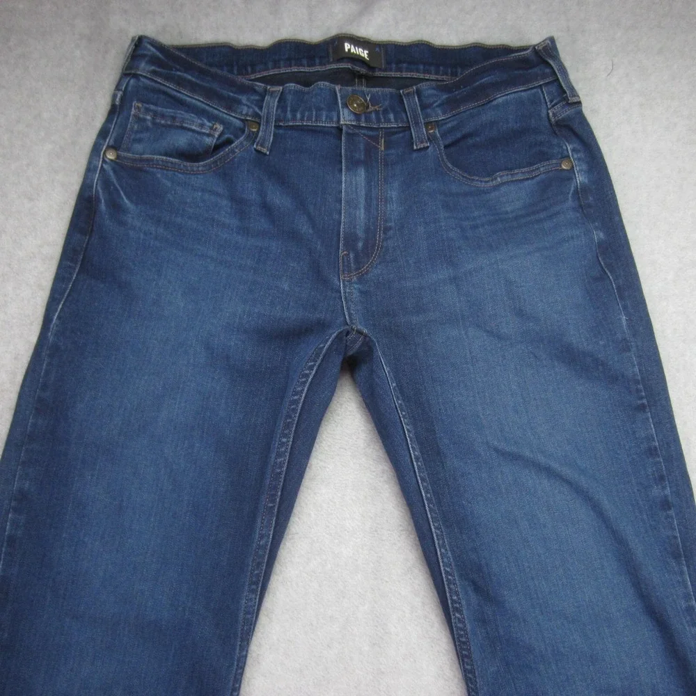 Paige Jeans Mens 30 (31x33.5) Federal Slim Straight Stretch Dark Wash Denim READ